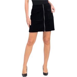 Vince Camuto Black Zipper Front Corduroy Skirt